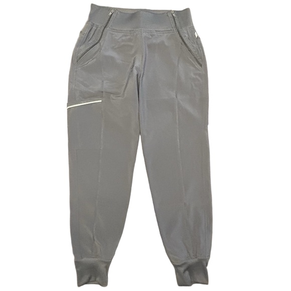 Cherokee infinity gray pewter scrub set round neck S top XS pet. Joggers NWT - Picture 6 of 15